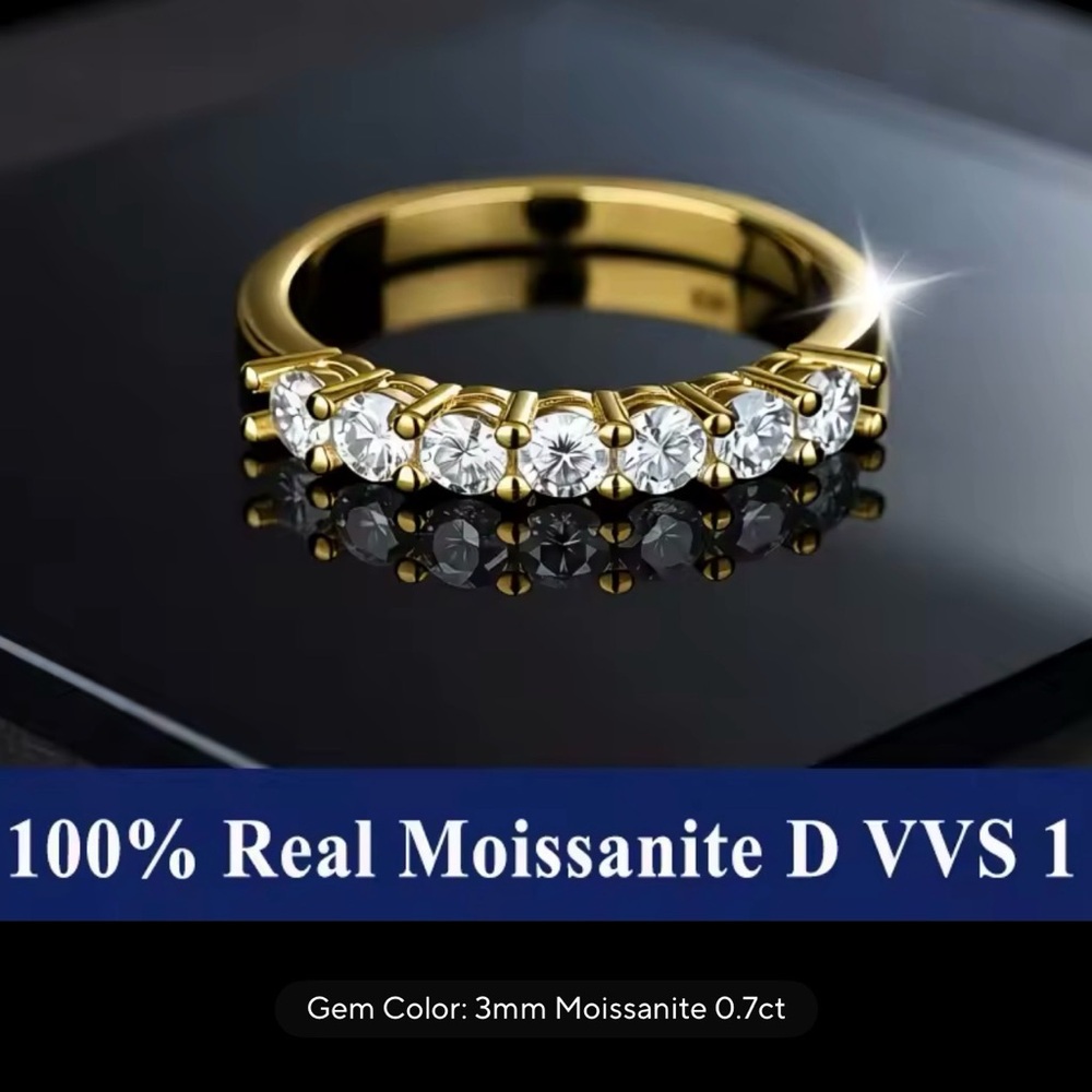 Moissanite Gold-Plated Sparkle Ring size 8
